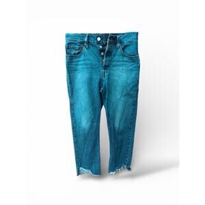 Levis 501 Original Fit Jeans Cropped Raw Hem Button Fly Size 28x26